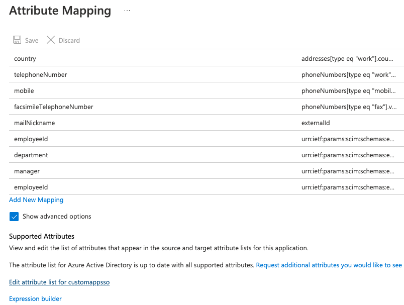 Azure AD provisioning mapping